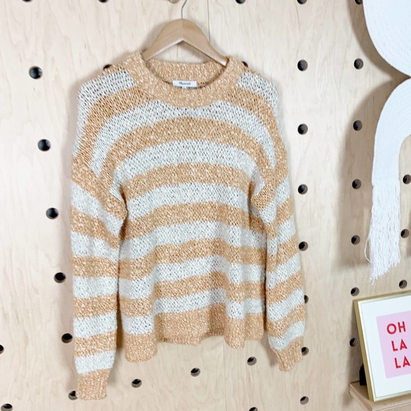 Madewell Women’s Baez Pullover Crewneck Sweater in Stripe Size Small - Picture 2 of 5